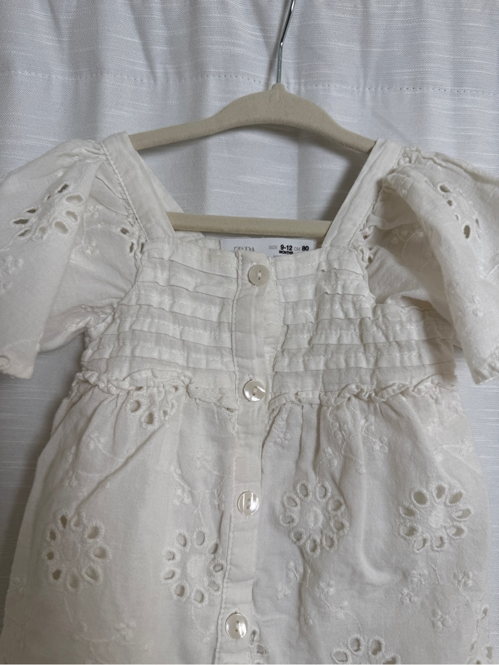 Zara Baby White Eyelet Embroidered Dress Boho Cottagecore | Size 9-12 M - Picture 7 of 12